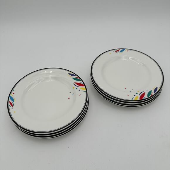 Vintage Bread Plates Mikasa Natures Pallet Postmodern 90s Geometric 6.5" Set/6 - Picture 1 of 7